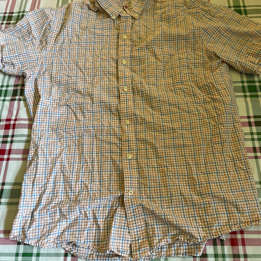 IZOD Button Down Short Sleeve Shirt Mens Casual White Large